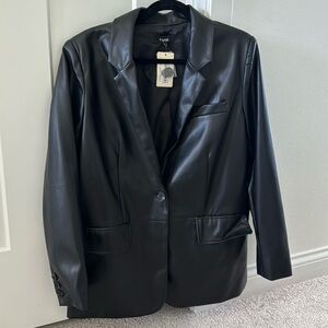 Fake leather blazer
